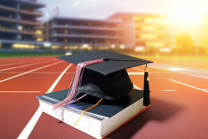 操场上地面上放着帽子和书本毕业季的记忆清晰的摄影图高清的图片电商产品拍摄,高清,摄影图,摄影图片,图片大全,摄影图免费下载